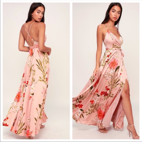 Lulu’s Blush Pink Wrap Midi Dress NEW - Picture 4 of 9